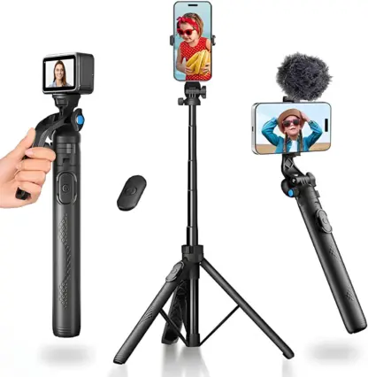 HST-61 1.6 Meter Portable Long Selfie Stick Tripod with Wireless Remote & 3 Legs Tripod Base